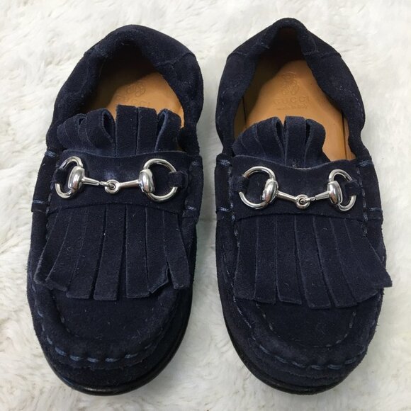 Gucci Toddler Boy Blue Horsebit Suede Slip on Shoes Size 26 / 9.5 US